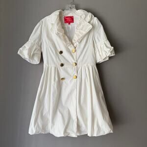 M2M sz 8 or‎ L cream button down 100% cotton short sleeve fairy Coat